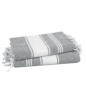 Set of 2 Chambray Turkish Beach Towels - Alloy