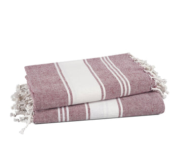Set of 2 Chambray Turkish Beach Towels - Wistful Mauve
