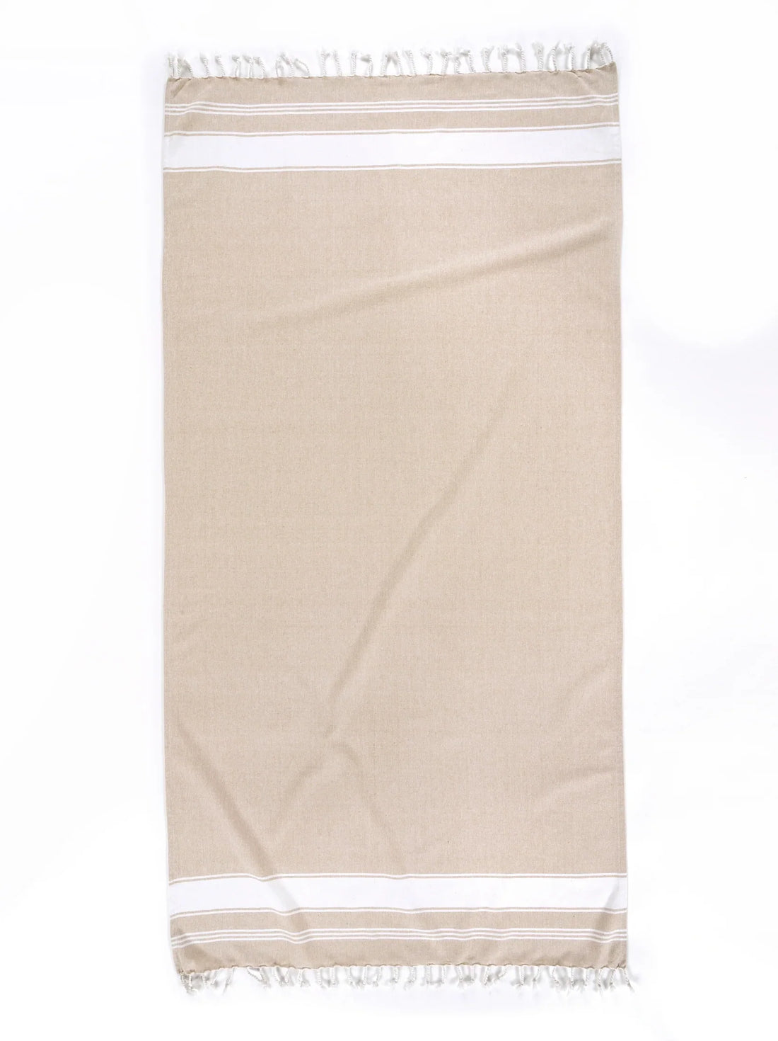 Set of 4 Chambray Turkish Beach Towels - Beige