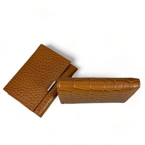 LeatherLuxe premium women’s leather wallet and card holder with secure locker, elegant compact design, luxury brown finish