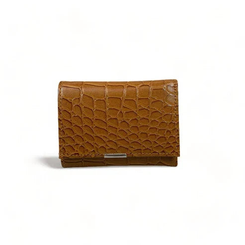 LeatherLuxe premium women’s leather wallet and card holder with secure locker, elegant compact design, luxury brown finish