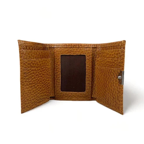LeatherLuxe premium women’s leather wallet and card holder with secure locker, elegant compact design, luxury brown finish
