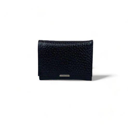 Elegant black genuine leather women’s wallet and card holder with secure locker — stylish and premium accessory by LeatherLuxe