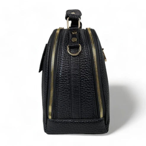 Black Leather Women's Handbag – LeatherLuxe Satchel