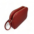 LeatherLuxe red leather women's shoulder bag with adjustable crossbody strap, elegant and stylish design for everyday fashion.