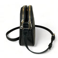 LeatherLuxe black leather women's shoulder bag and crossbody purse with sleek design and gold-tone hardware