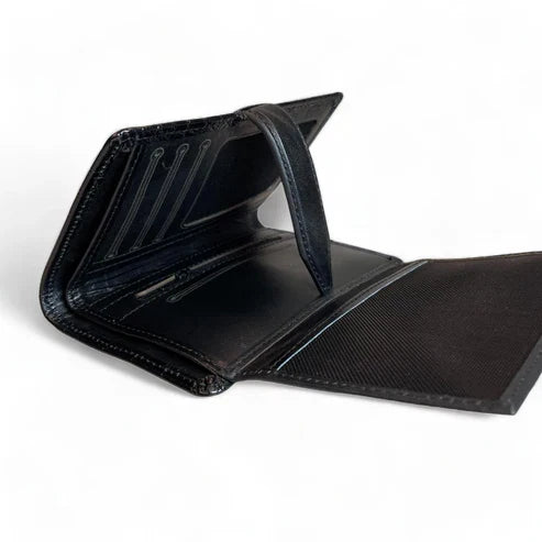 LeatherLuxe Black Genuine Leather Wallet with Card Holder – Premium Men’s Slim Bifold Wallet
