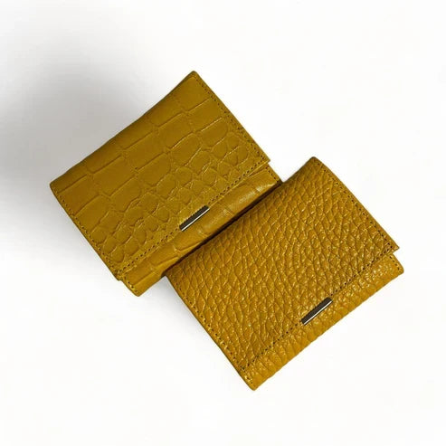 LeatherLuxe Yellow Women’s Leather Wallet Front View