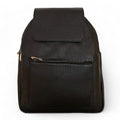 LeatherLuxe black leather women’s backpack with sleek minimalist design, adjustable shoulder straps, and gold hardware — perfect for work, travel, or everyday style.