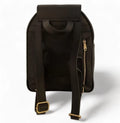 LeatherLuxe black leather women’s backpack with sleek minimalist design, adjustable shoulder straps, and gold hardware — perfect for work, travel, or everyday style.