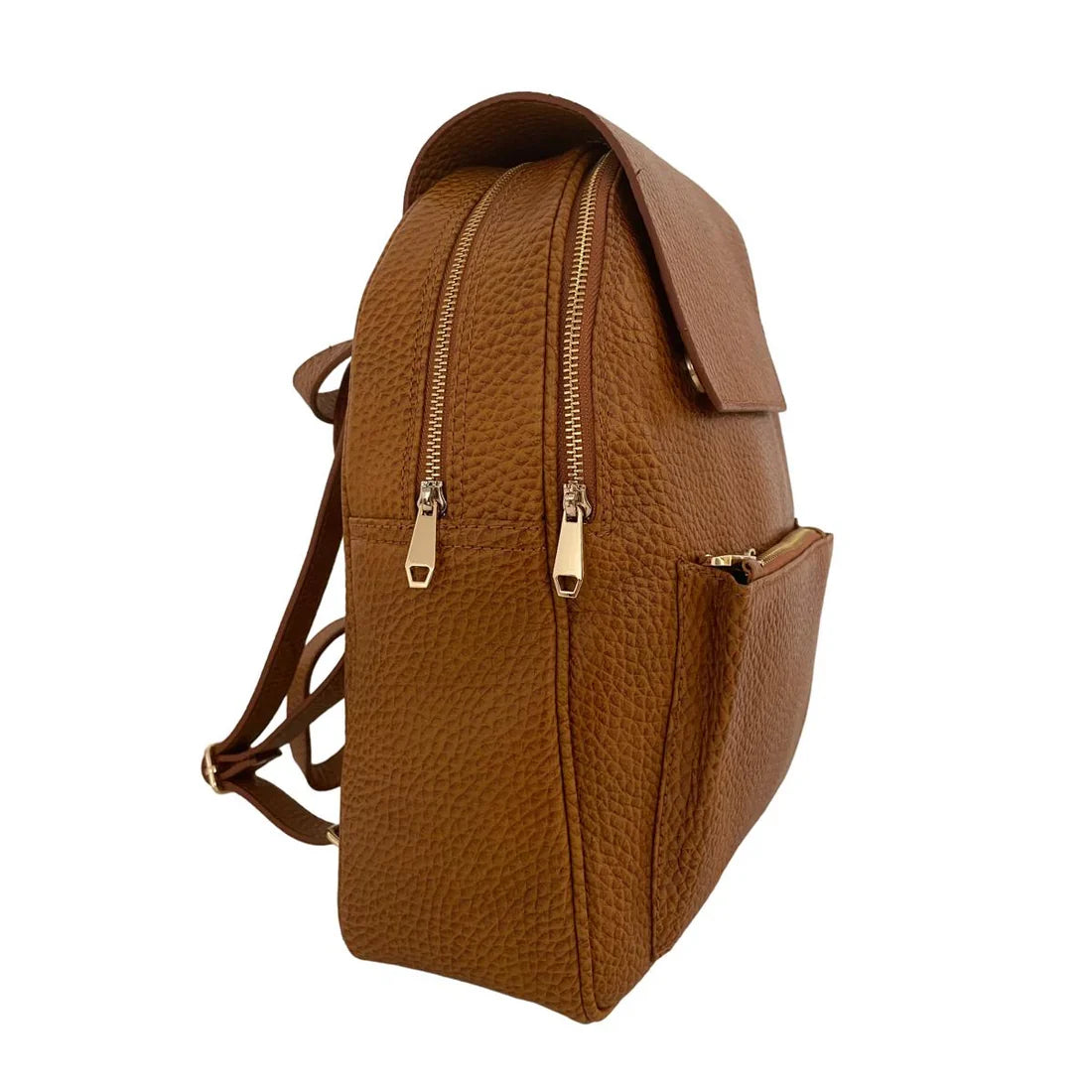 Light brown genuine leather women’s backpack with premium finish – LeatherLuxe fashion bag for everyday use.