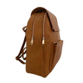 Light brown genuine leather women’s backpack with premium finish – LeatherLuxe fashion bag for everyday use.
