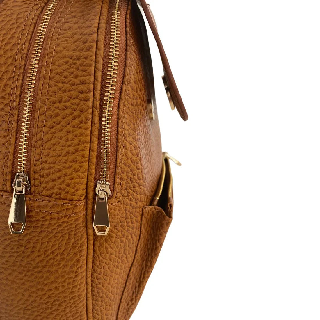 Light brown genuine leather women’s backpack with premium finish – LeatherLuxe fashion bag for everyday use.