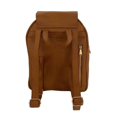 Light brown genuine leather women’s backpack with premium finish – LeatherLuxe fashion bag for everyday use.