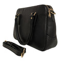 Premium black leather office bag for men and women, professional briefcase with sleek design, durable handle, and spacious compartments for laptop and documents.
