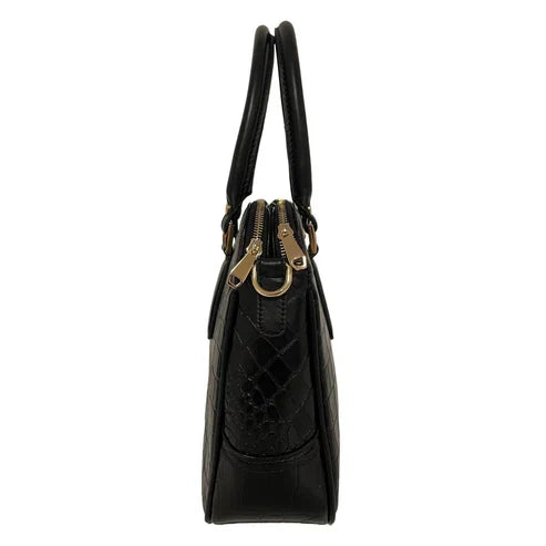 LeatherLuxe Black Crocodile-Style Leather Office Shoulder Bag – Premium functional leather bag with elegant crocodile texture and adjustable strap.