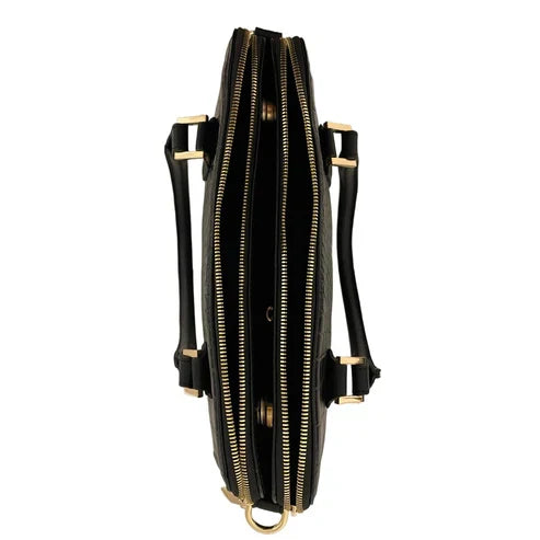 LeatherLuxe Black Crocodile-Style Leather Office Shoulder Bag – Premium functional leather bag with elegant crocodile texture and adjustable strap.