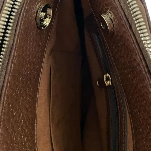 LeatherLuxe brown leather office bag with adjustable shoulder strap, durable stitching, and premium finish — stylish and functional for business and daily use.