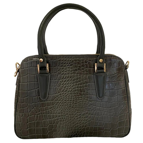 Silver Crocodile Leather Office Bag – Luxury Leather Briefcase