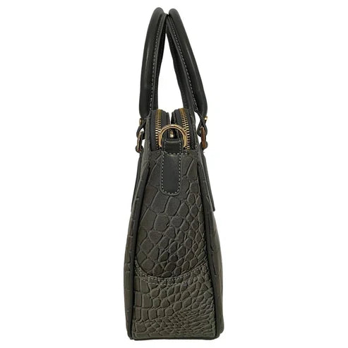 Silver crocodile leather office bag for professionals, stylish luxury business bag with textured design and premium finish