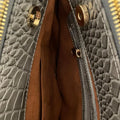 Silver crocodile leather office bag for professionals, stylish luxury business bag with textured design and premium finish