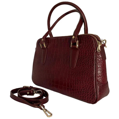 LeatherLuxe premium red leather office bag for professionals, stylish shoulder bag with sleek design, durable craftsmanship, and elegant finish.