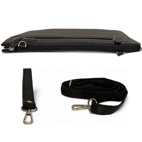 Black Leather Wristlet – Front View