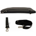 LeatherLuxe black leather wristlet, large unisex shoulder bag with sleek minimalist design and premium craftsmanship