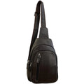 Dark Brown Leather Unisex Sling Bag front view