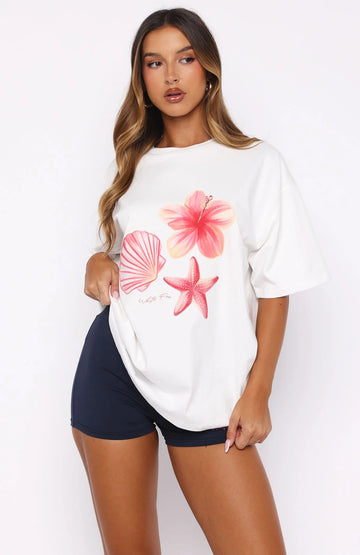 Treasured Memories Oversized Tee White | Women's Oversized T-Shirt