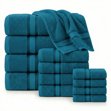 12 Piece 100% Cotton Towel Set 550GSM - Sea Port