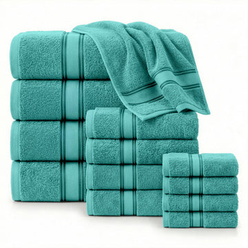12 Piece 100% Cotton Towel Set 550GSM - Teal