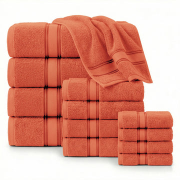 12 Piece 100% Cotton Towel Set 550GSM - Tigerlily