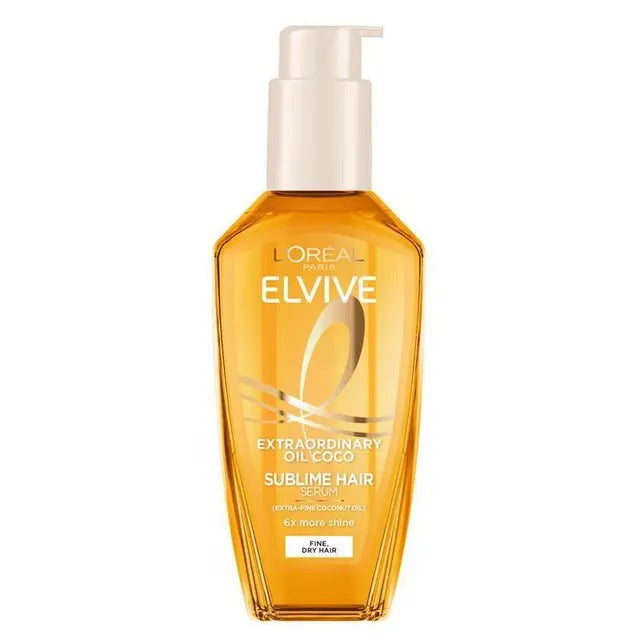 L'Oreal Elvive hair oil bottle on a white background