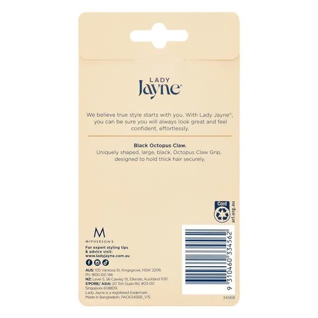 Back of a Lady Jayne hair product packaging with text and branding.