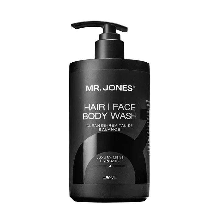 Mr Jones Men’s Face and Body Wash bottle