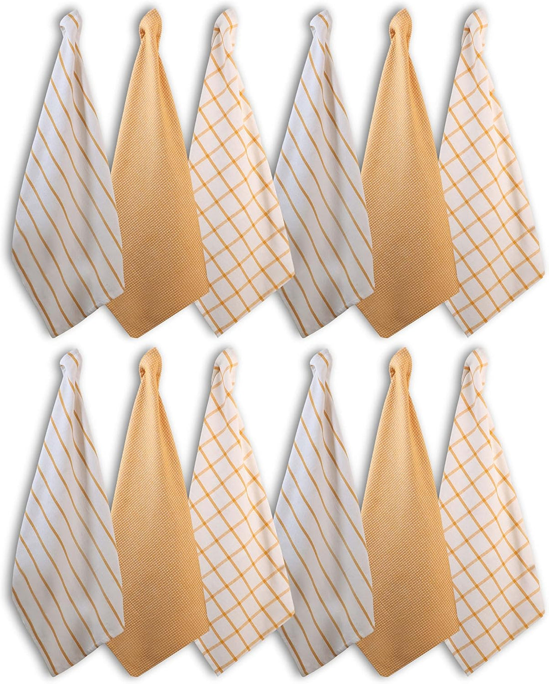 Set of 12 Multiweave Kitchen Towels - Yellow