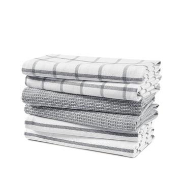 Set of 6 Multiweave Kitchen Towels - Grey