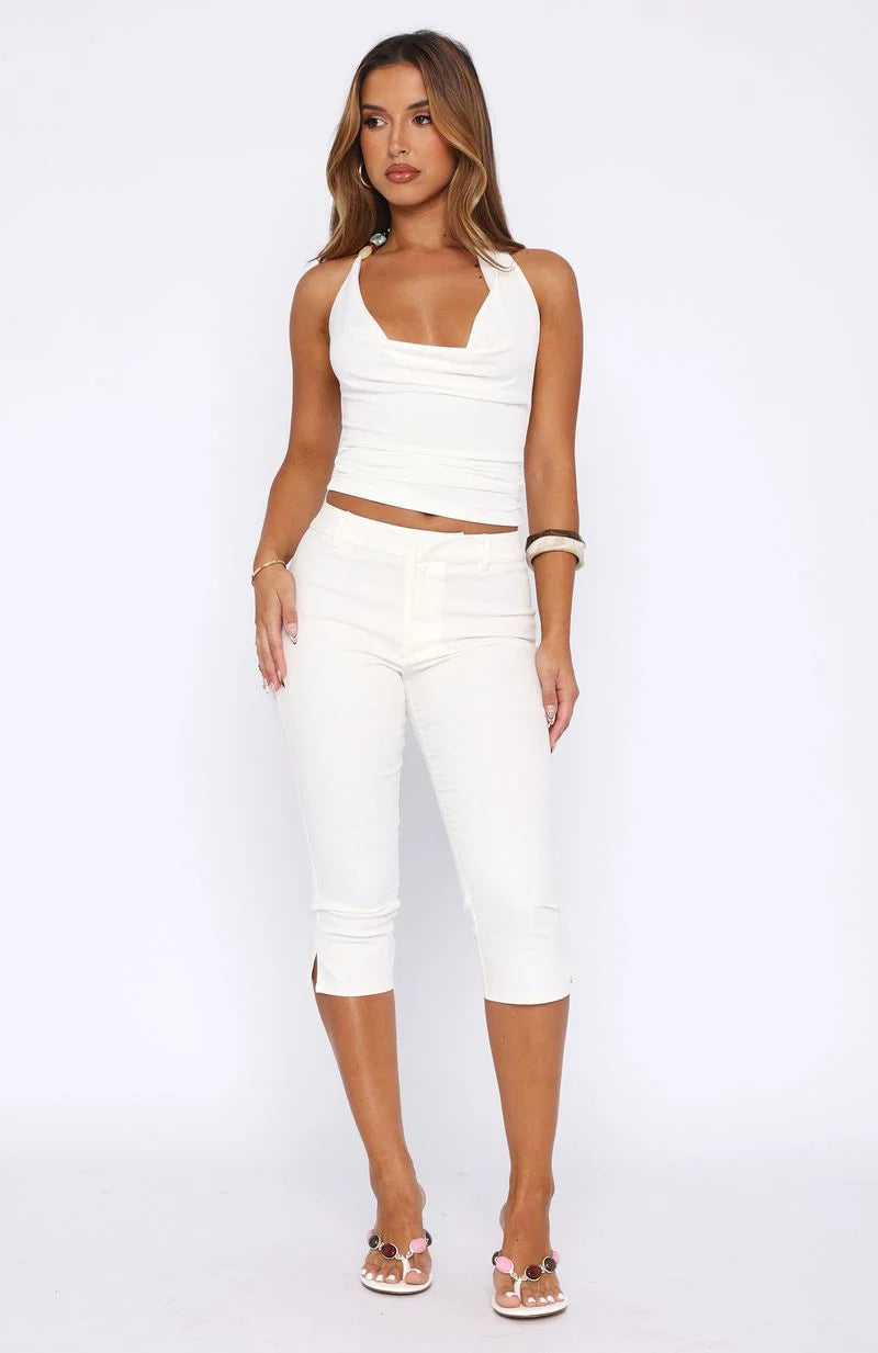 Day For It Capri Pants White | Stylish Women's Capri Pants