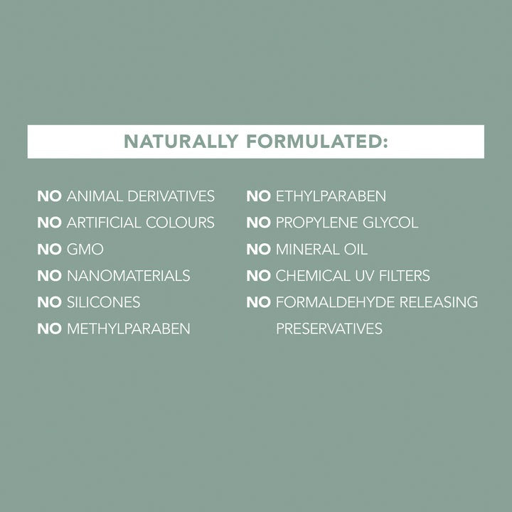 List of ingredients not used in a product on a green background
