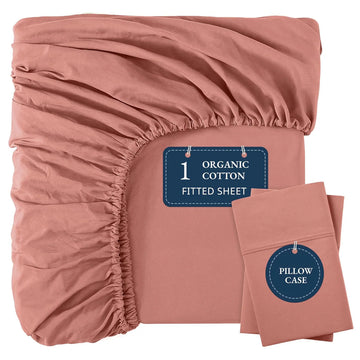 100% Organic Washed Cotton Fitted Sheet Set - Rose Dawn
