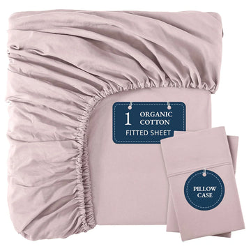 100% Organic Washed Cotton Fitted Sheet Set - Sepia Rose