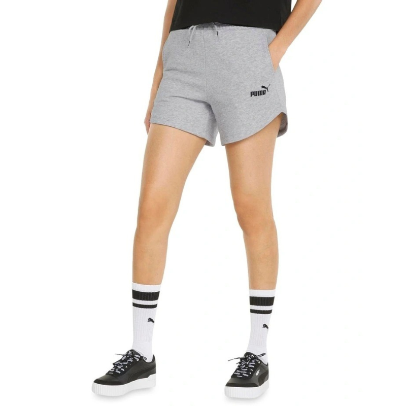 PUMA Essential 5 Inch High Waist Shorts, Light Gray Heather, product view 1