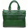 LeatherLuxe green leather unisex laptop bag — premium large leather travel and office bag for men and women