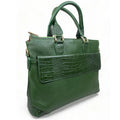 LeatherLuxe green leather unisex laptop bag — premium large leather travel and office bag for men and women