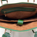 LeatherLuxe green leather unisex laptop bag — premium large leather travel and office bag for men and women