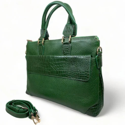 Leather Unisex Bag – Green LeatherLuxe Laptop Bag