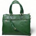 LeatherLuxe green leather unisex laptop bag — premium large leather travel and office bag for men and women