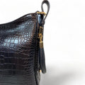 Premium black crocodile leather tote bag for women – elegant professional handbag for work and travel, featuring spacious design and luxury finish