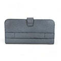 Genuine gray leather clutch with matching card holder, stylish and elegant women’s accessory for everyday and formal occasions.